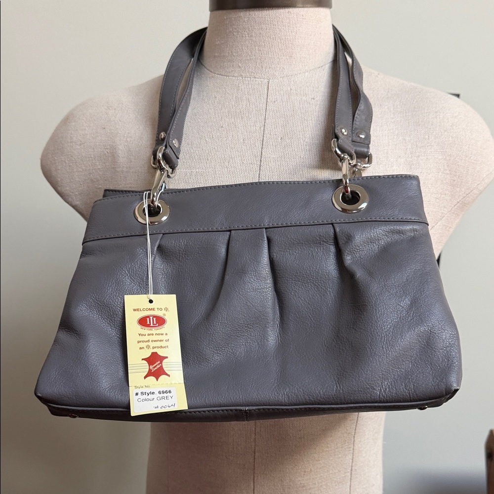 ILI Elegant Gray Leather Women's Handbag